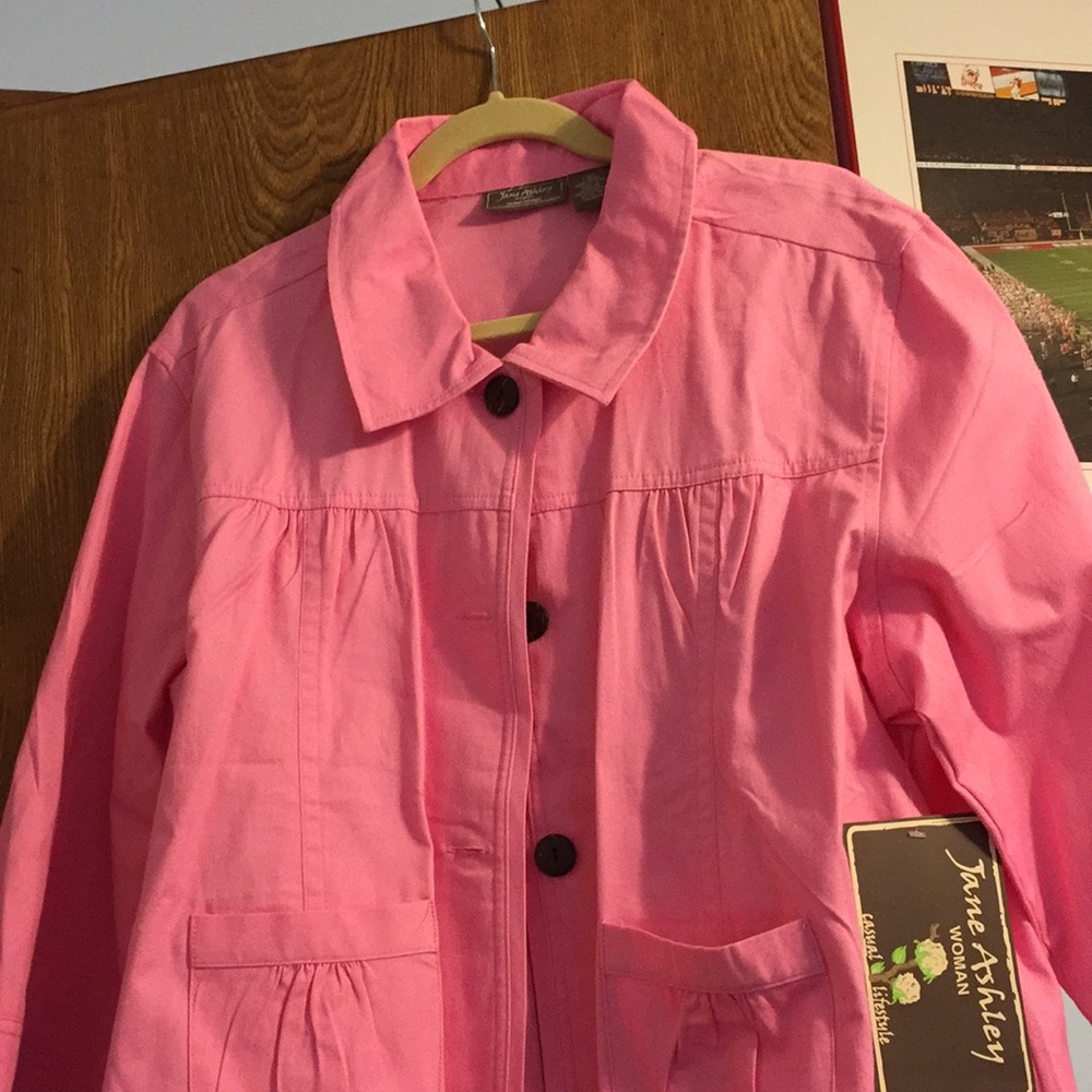 Pink jacket.